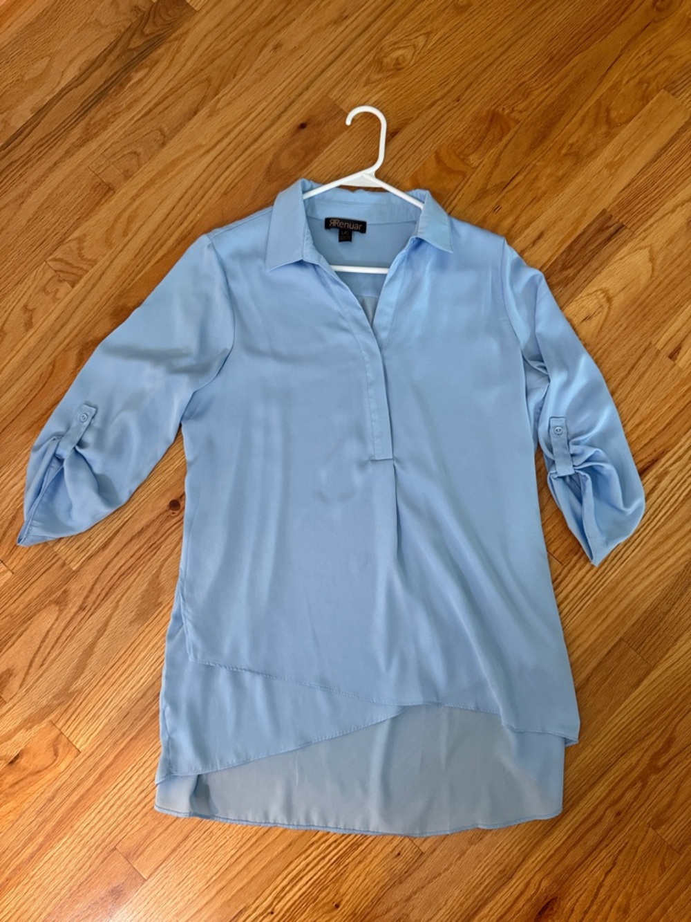 Renuar Light Blue Split-Hem V-neck tunic
